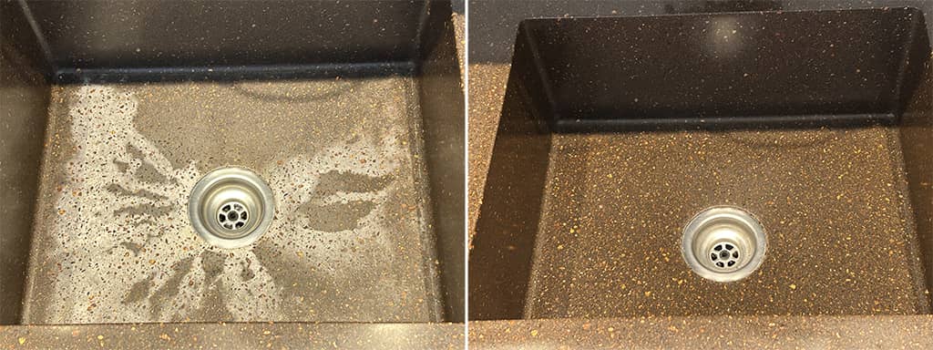 Реставрация каменной мойки Пример реставрации мойки из искуственного камня